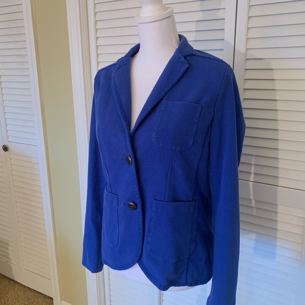 Lands’ End Women's Royal Blue Knit Blazer Size 6 Tall